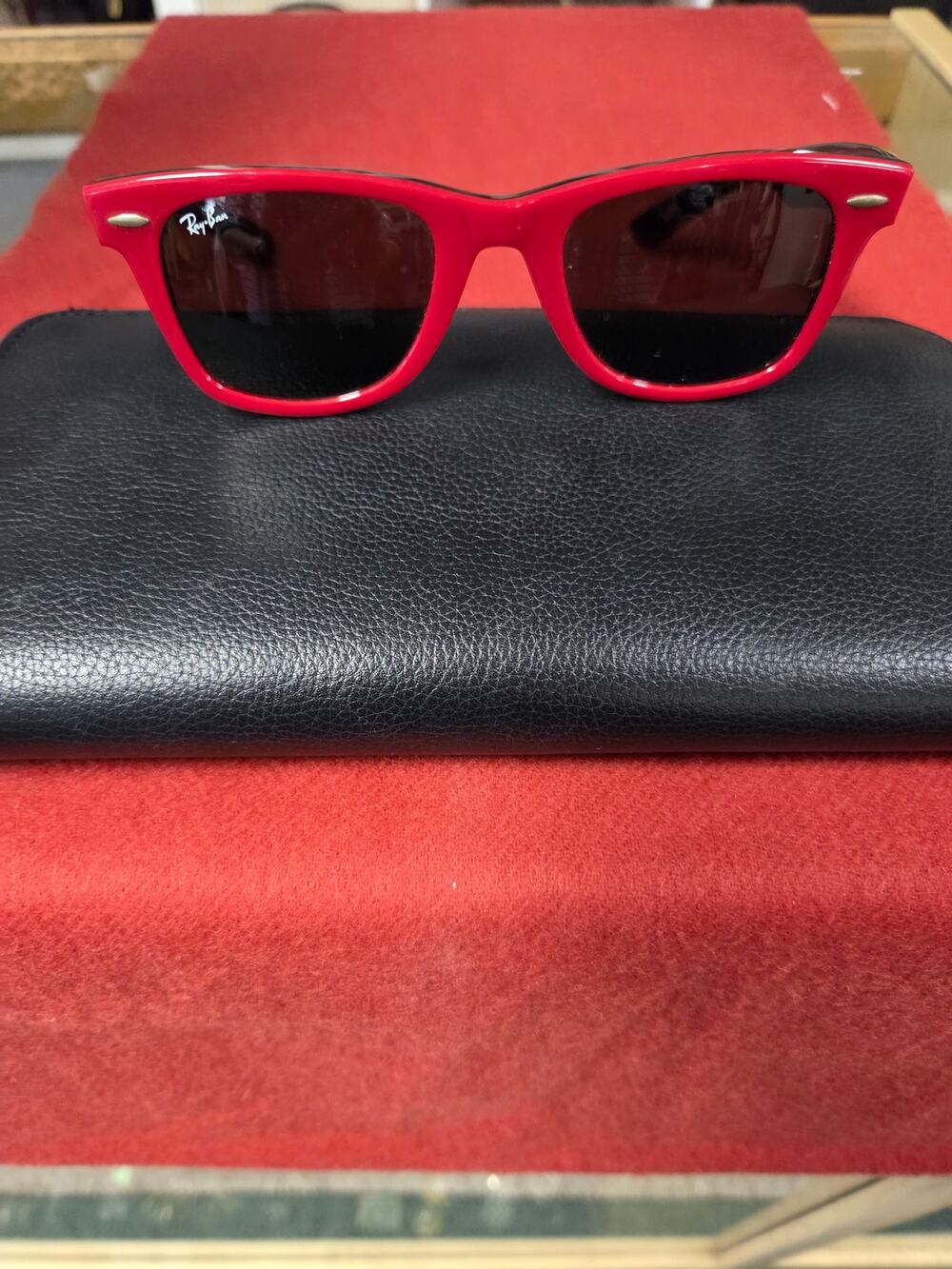 Red Framed Ray Ban Sunglasses